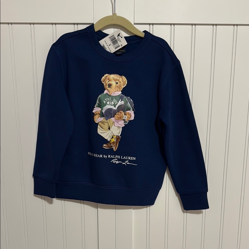Ralph Lauren Kids Boys Blue Polo Bear Sweatshirt Size 5
